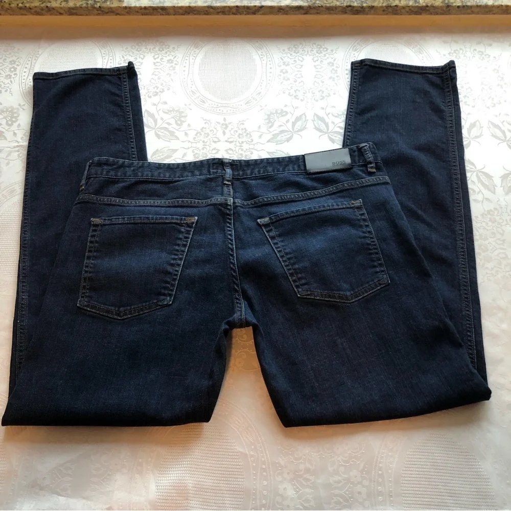 BOSS Hugo Blue Jeans Boss Men’s Size 36 Denim Pants Classic-Fit Straight-Leg